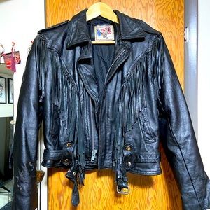 Vintage Genuine Leather Fringe Jacket